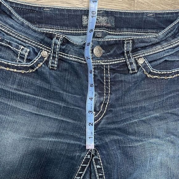 5/$20 Silver Suki Flap Bootcut Flare Jeans Womens 30x32 Mid Rise Rhinestones - Picture 12 of 13
